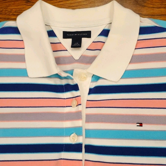 Tommy Hilfiger womens striped polo size L - Picture 2 of 3